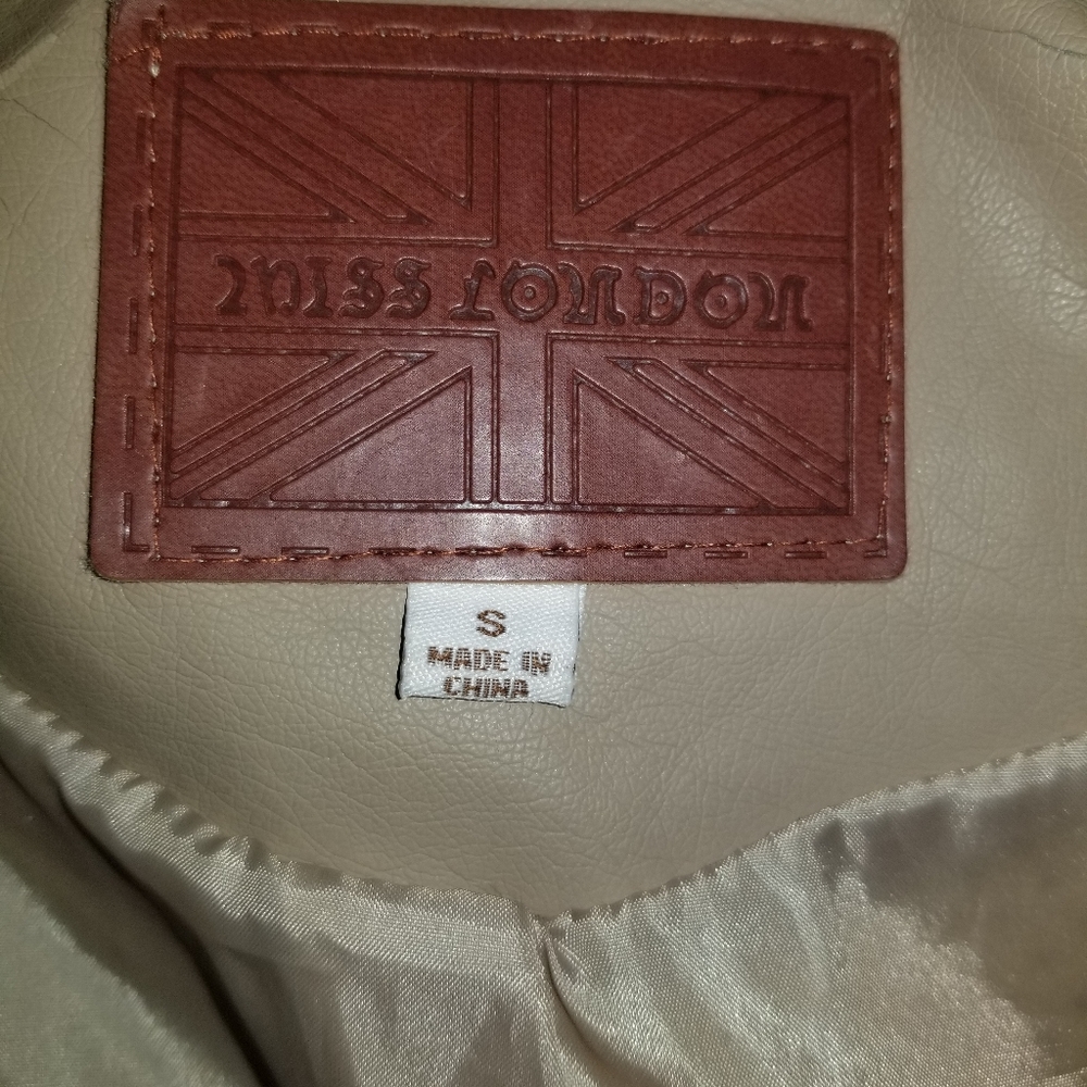 Women's Tan Color Faux Leather Jacket - Picture 13 of 13